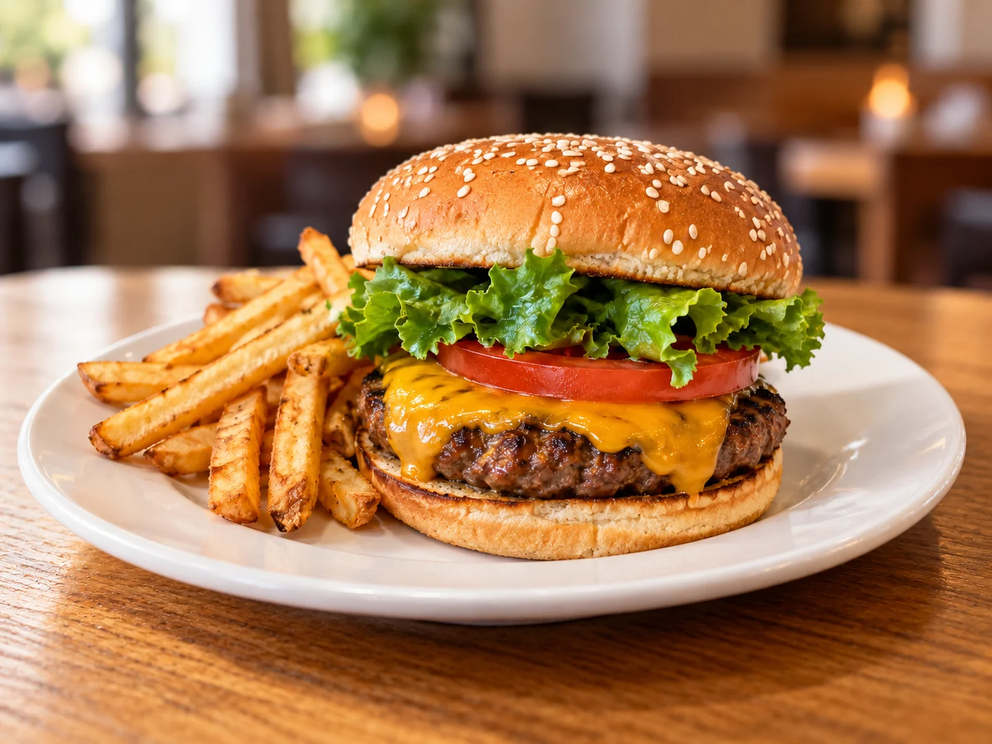 Cheeseburger and fries — illustrative photo after AI styling