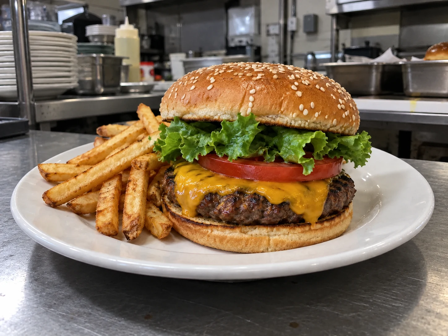 Cheeseburger and fries — illustrative photo before styling