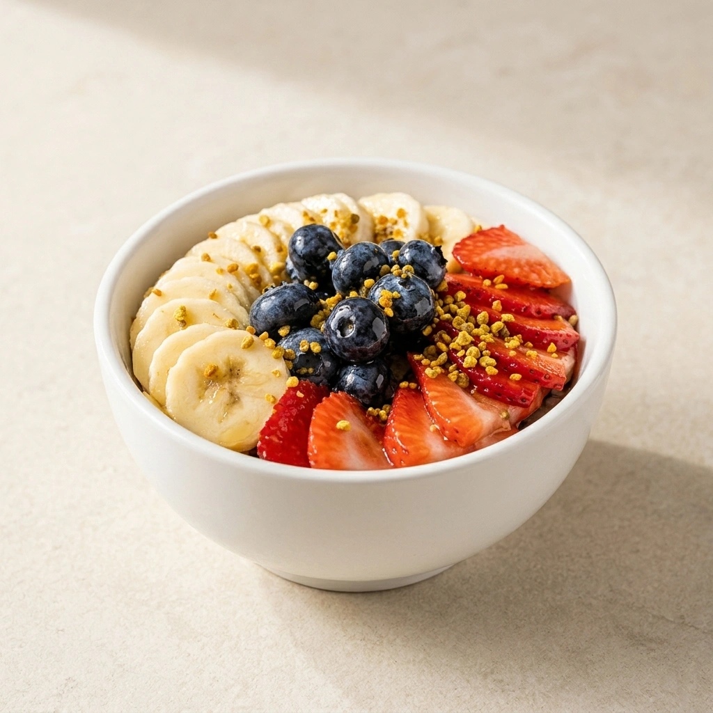 Centered fruit bowl generated in 1:1 square format, with the entire bowl in view